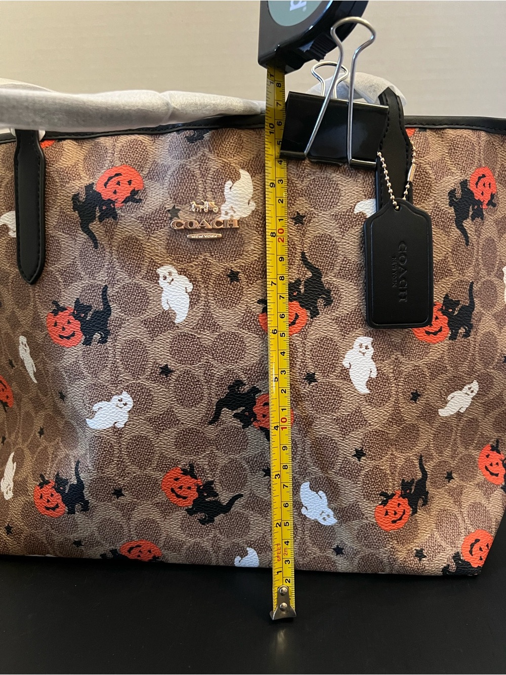 Coach Brown Halloween Print Tote with Orange & Black Accents - Picture 8 of 10